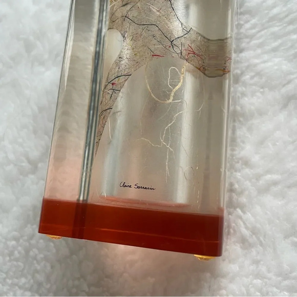 Acrylic signed  square‎ vase - Picture 4 of 4